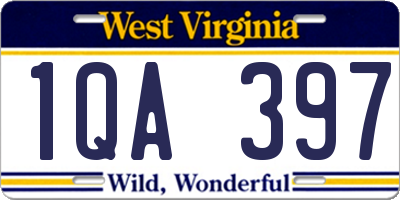 WV license plate 1QA397