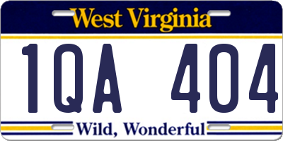 WV license plate 1QA404