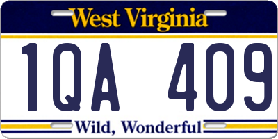 WV license plate 1QA409
