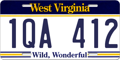 WV license plate 1QA412