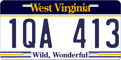 WV license plate 1QA413