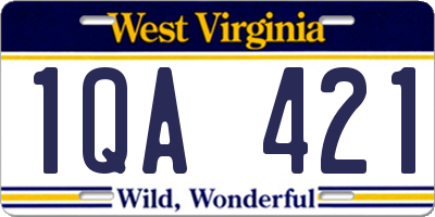 WV license plate 1QA421