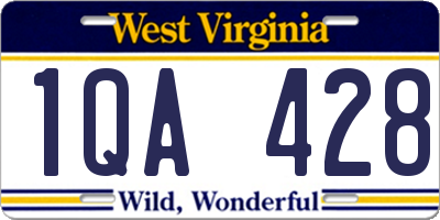 WV license plate 1QA428