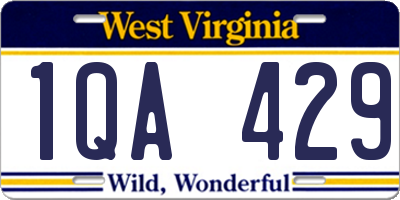 WV license plate 1QA429