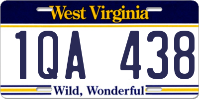 WV license plate 1QA438