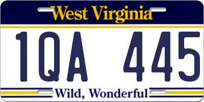 WV license plate 1QA445