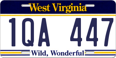 WV license plate 1QA447