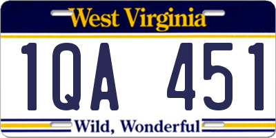WV license plate 1QA451
