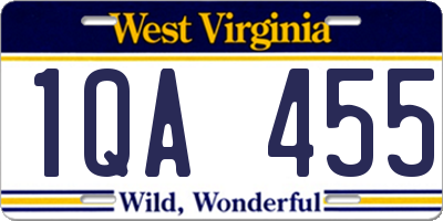 WV license plate 1QA455