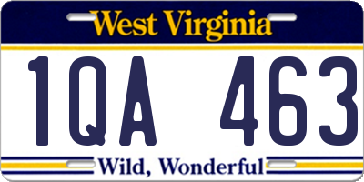 WV license plate 1QA463