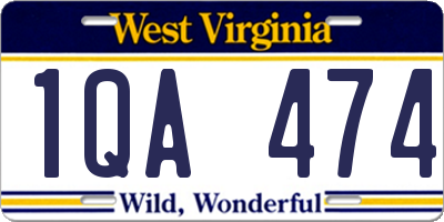 WV license plate 1QA474