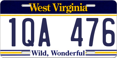 WV license plate 1QA476
