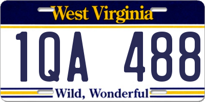 WV license plate 1QA488
