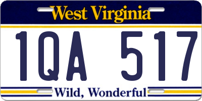 WV license plate 1QA517