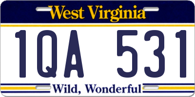 WV license plate 1QA531