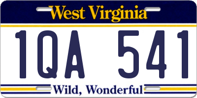 WV license plate 1QA541