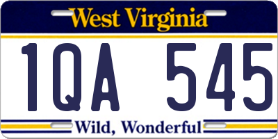 WV license plate 1QA545