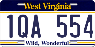 WV license plate 1QA554