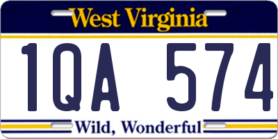 WV license plate 1QA574