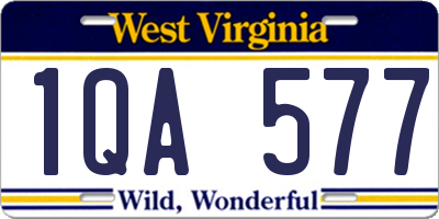 WV license plate 1QA577