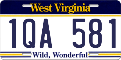 WV license plate 1QA581