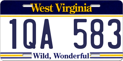 WV license plate 1QA583