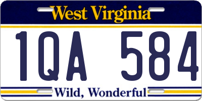 WV license plate 1QA584