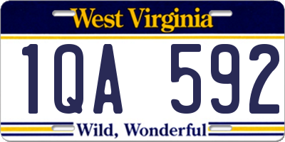 WV license plate 1QA592