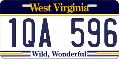 WV license plate 1QA596