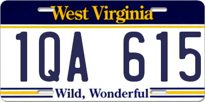 WV license plate 1QA615