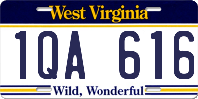 WV license plate 1QA616