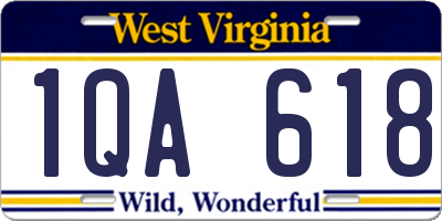 WV license plate 1QA618