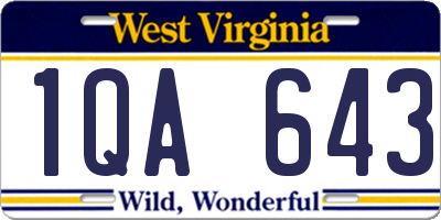 WV license plate 1QA643
