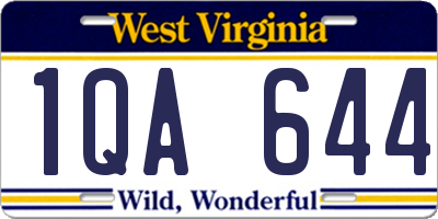WV license plate 1QA644