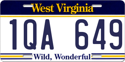 WV license plate 1QA649