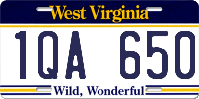 WV license plate 1QA650