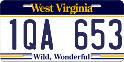 WV license plate 1QA653