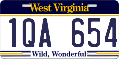 WV license plate 1QA654