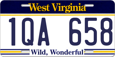 WV license plate 1QA658