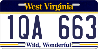 WV license plate 1QA663