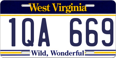 WV license plate 1QA669