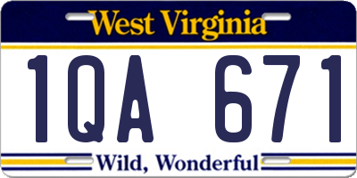 WV license plate 1QA671