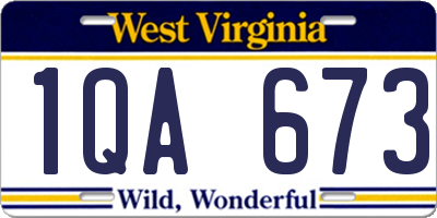 WV license plate 1QA673