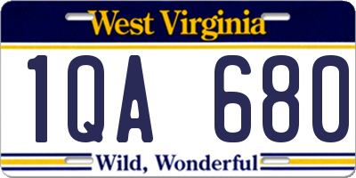 WV license plate 1QA680