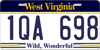 WV license plate 1QA698