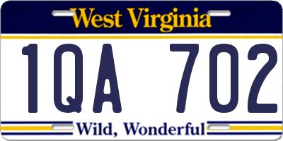 WV license plate 1QA702