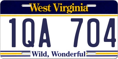 WV license plate 1QA704