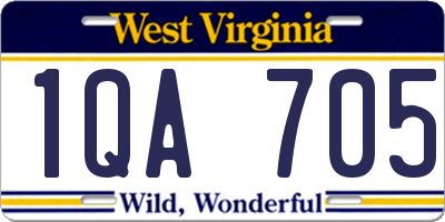 WV license plate 1QA705