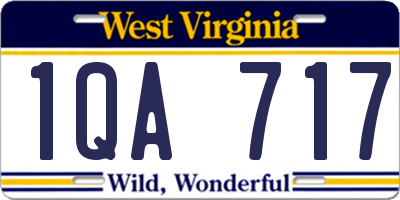 WV license plate 1QA717