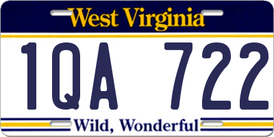 WV license plate 1QA722